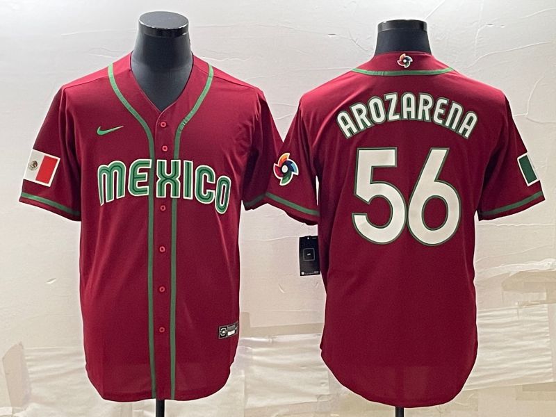 Men 2023 World Cub Mexico #56 Arozarena Red Nike MLB Jersey1->more jerseys->MLB Jersey
